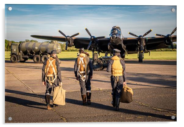 Lancaster Bomber Crew In Acrylic by J Biggadike