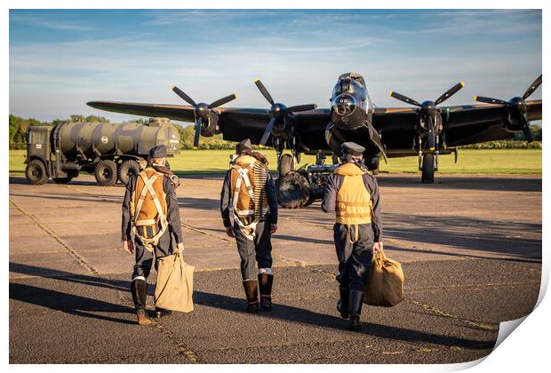 Lancaster Bomber Crew In Print by J Biggadike