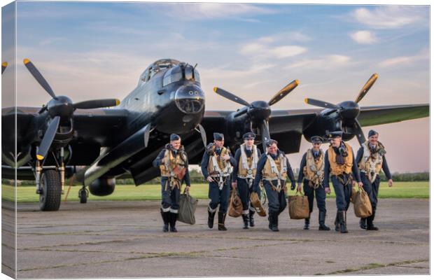 Lancaster Bomber Crew Return Canvas Print by J Biggadike