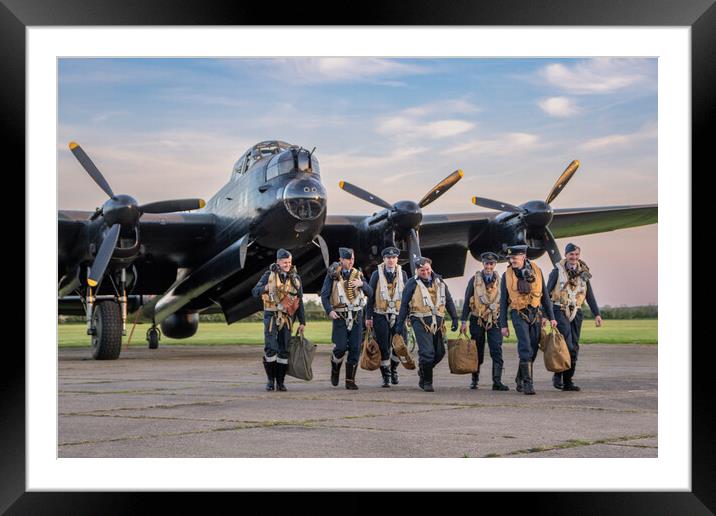 Lancaster Bomber Crew Return Framed Mounted Print by J Biggadike