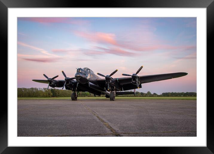 Lancaster Bomber Sunset Framed Mounted Print by J Biggadike