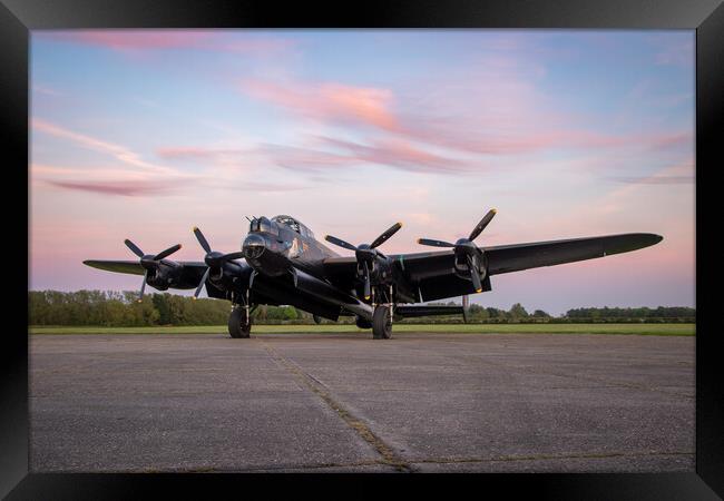 Lancaster Bomber Sunset Framed Print by J Biggadike