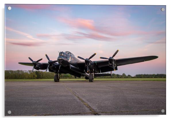 Lancaster Bomber Sunset Acrylic by J Biggadike