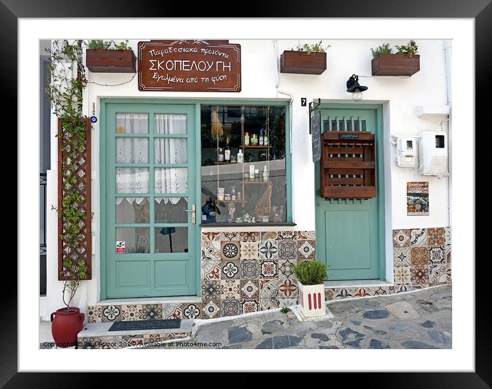 Traditional products shop, Skopelos Town Framed Mounted Print by Paul Boizot