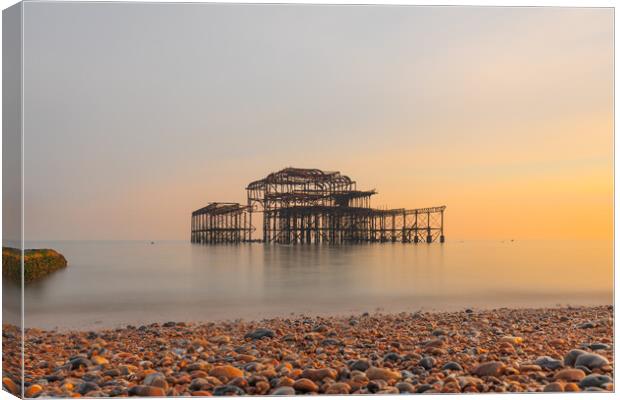 Brighton West Pier at sunset Canvas Print by Andrew Scott