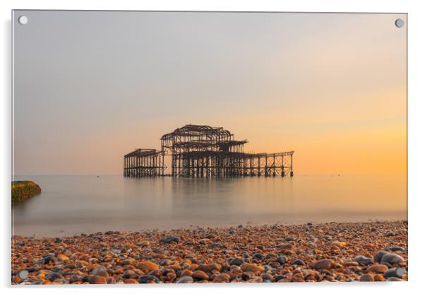 Brighton West Pier at sunset Acrylic by Andrew Scott