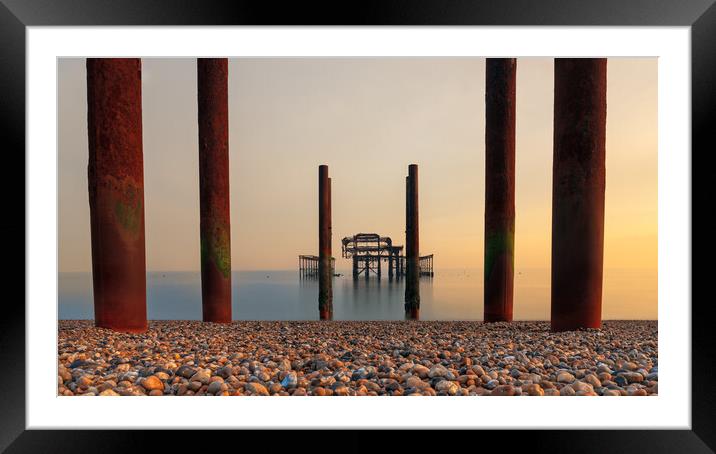 Brighton West Pier head on at sunset  Framed Mounted Print by Andrew Scott