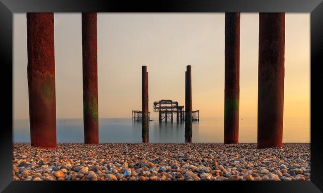 Brighton West Pier head on at sunset  Framed Print by Andrew Scott