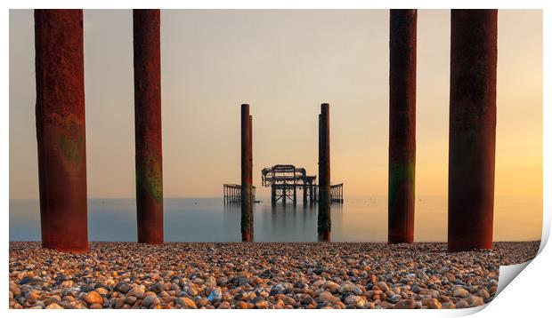 Brighton West Pier head on at sunset  Print by Andrew Scott