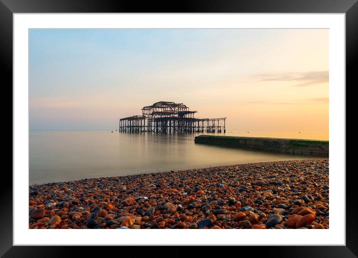 Brighton West Pier at sunset Framed Mounted Print by Andrew Scott