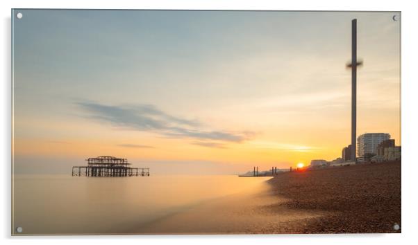 Brighton West Pier and Beach at sunset Acrylic by Andrew Scott