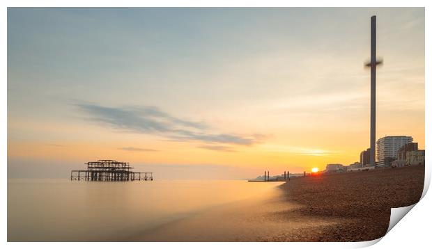 Brighton West Pier and Beach at sunset Print by Andrew Scott
