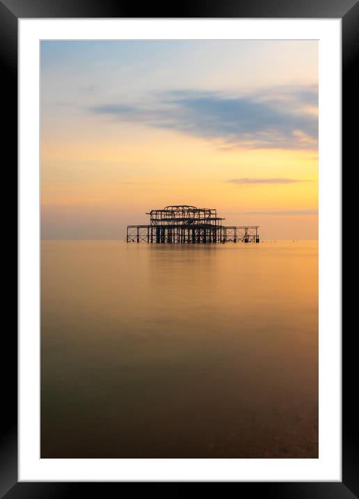 Brighton West Pier at sunset Framed Mounted Print by Andrew Scott