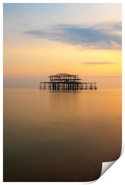 Brighton West Pier at sunset Print by Andrew Scott