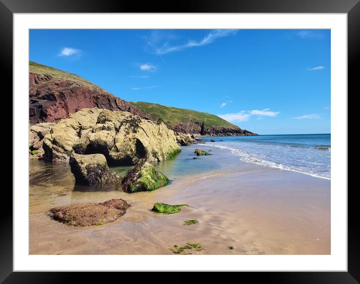 Freshwater East Beach, Pembrokeshire Framed Mounted Print by Barbora Sebestova