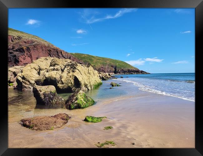 Freshwater East Beach, Pembrokeshire Framed Print by Barbora Sebestova