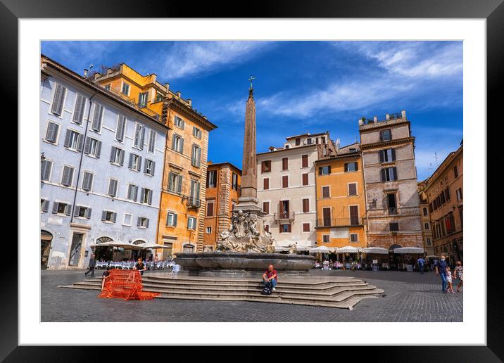 Piazza Della Rotonda Square In Rome Framed Mounted Print by Artur Bogacki