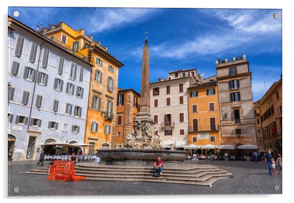 Piazza Della Rotonda Square In Rome Acrylic by Artur Bogacki