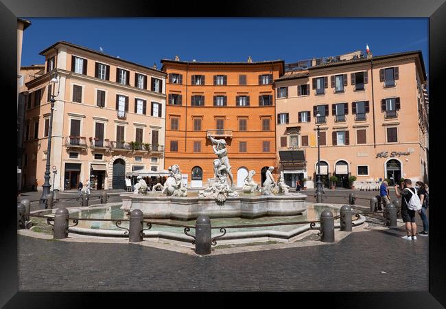 Fountain of Neptune at Piazza Navona in Rome Framed Print by Artur Bogacki