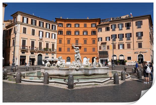 Fountain of Neptune at Piazza Navona in Rome Print by Artur Bogacki