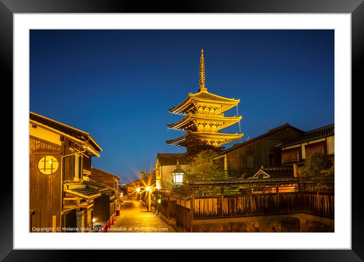 Yasaka Pagoda in historic Kyoto in the evening Framed Mounted Print by Melanie Viola