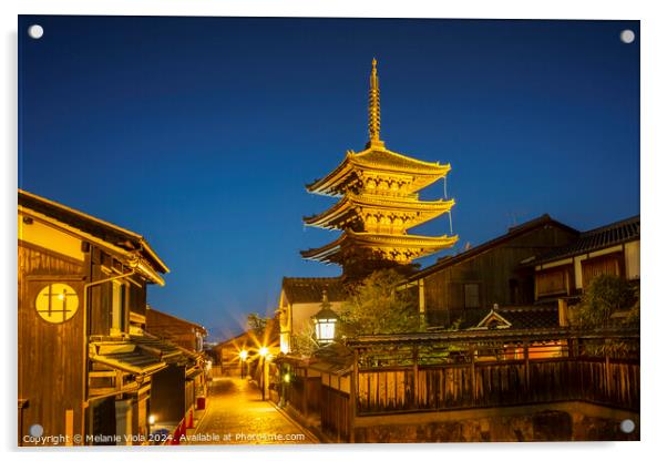 Yasaka Pagoda in historic Kyoto in the evening Acrylic by Melanie Viola