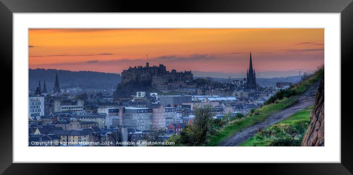 Edinburgh Castle Autumn Sunset Framed Mounted Print by Karsten Moerman