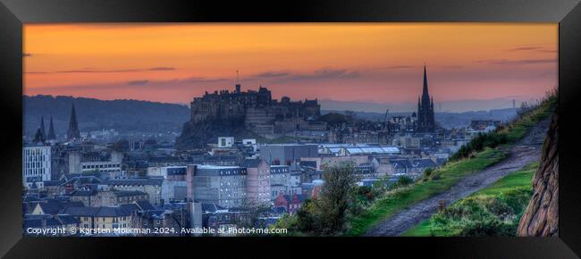 Edinburgh Castle Autumn Sunset Framed Print by Karsten Moerman