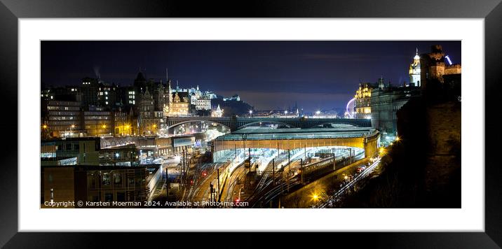 Edinburgh Waverley Station and City Framed Mounted Print by Karsten Moerman
