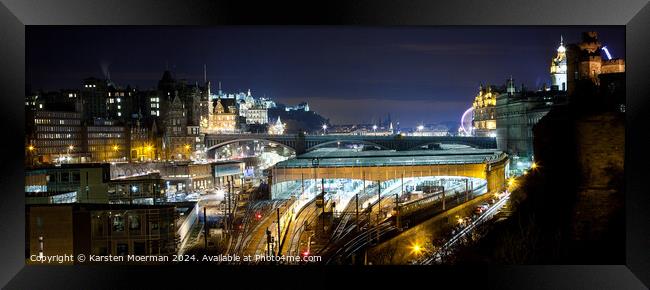 Edinburgh Waverley Station and City Framed Print by Karsten Moerman