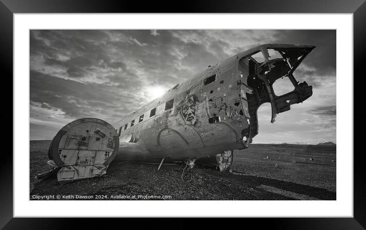 Crashed Plane Iceland ( nobody hurt ! ) Framed Mounted Print by Keith Dawson