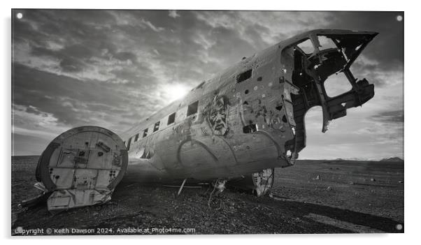Crashed Plane Iceland ( nobody hurt ! ) Acrylic by Keith Dawson