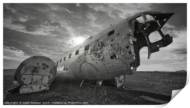 Crashed Plane Iceland ( nobody hurt ! ) Print by Keith Dawson