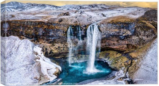 Icelandic Waterfall from the air Canvas Print by Keith Dawson