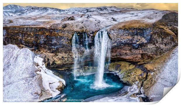 Icelandic Waterfall from the air Print by Keith Dawson