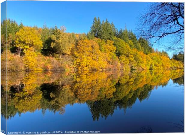 Autumn reflections on Loch Drunkie Canvas Print by yvonne & paul carroll