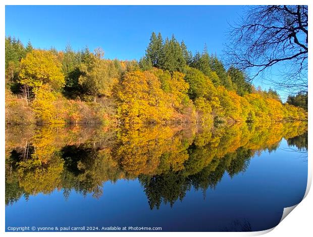 Autumn reflections on Loch Drunkie Print by yvonne & paul carroll