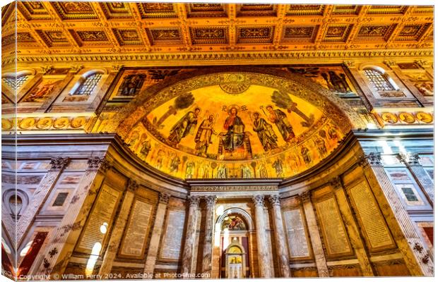 Ancient Jesus Mosaic Papal Basilica Paul Beyond Walls Rome Italy Canvas Print by William Perry