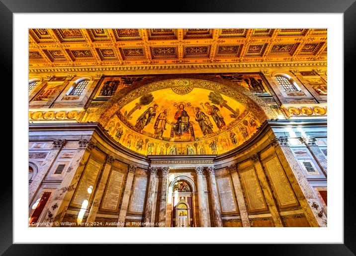 Ancient Jesus Mosaic Papal Basilica Paul Beyond Walls Rome Italy Framed Mounted Print by William Perry