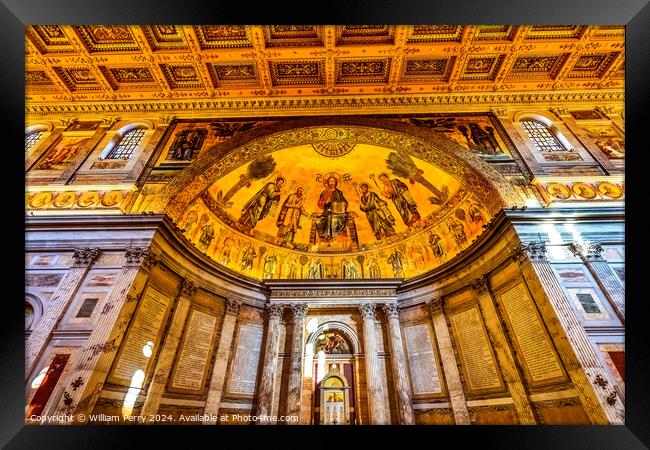 Ancient Jesus Mosaic Papal Basilica Paul Beyond Walls Rome Italy Framed Print by William Perry