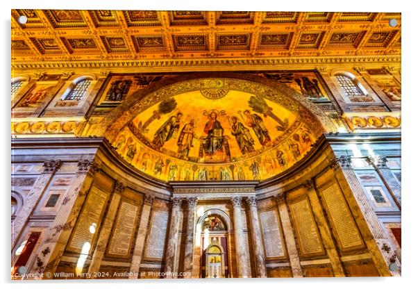 Ancient Jesus Mosaic Papal Basilica Paul Beyond Walls Rome Italy Acrylic by William Perry