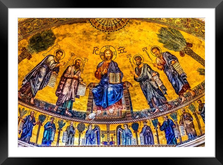 Ancient Jesus Mosaic Papal Basilica Paul Beyond Walls Rome Italy Framed Mounted Print by William Perry