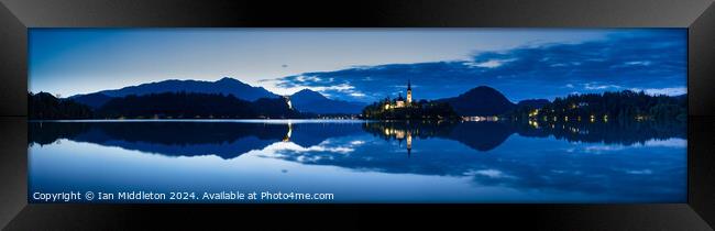 Dawn breaks over Lake Bled Framed Print by Ian Middleton