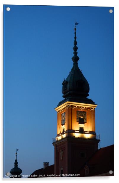 Tower Clock at the Royal Palace in Warsaw Acrylic by Paulina Sator