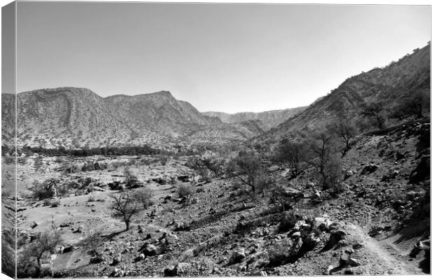 Dry landscape, Anti-Atlas mountains, monochrome Canvas Print by Paul Boizot
