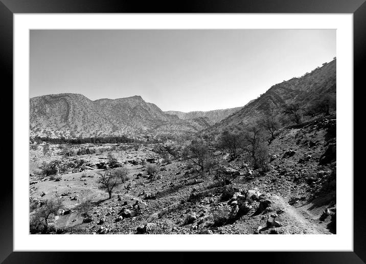 Dry landscape, Anti-Atlas mountains, monochrome Framed Mounted Print by Paul Boizot