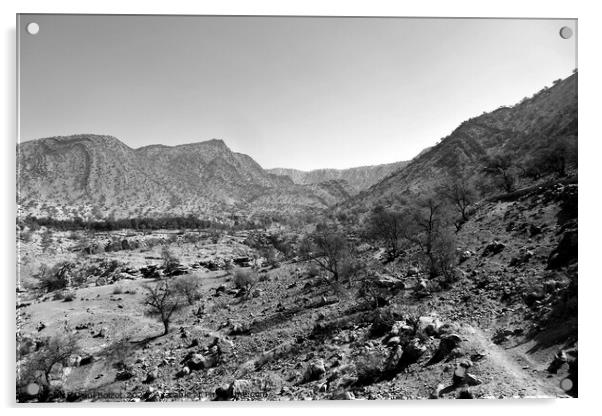 Dry landscape, Anti-Atlas mountains, monochrome Acrylic by Paul Boizot