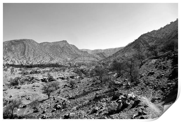 Dry landscape, Anti-Atlas mountains, monochrome Print by Paul Boizot