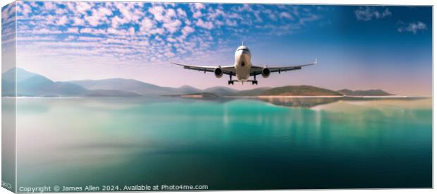 KLM Airplane Boeing 777-200ER Dutch Airlines Services To Palma International Airport, Palma Mallorca, Spain  Canvas Print by James Allen