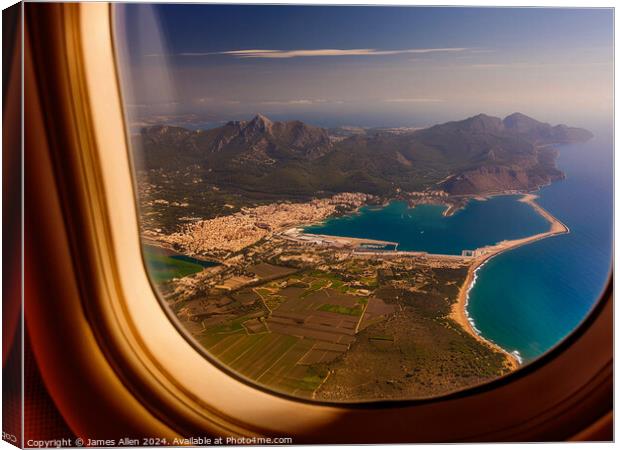 KLM Dutch Airlines Window View Of Palma Airport Mallorca Spain Canvas Print by James Allen